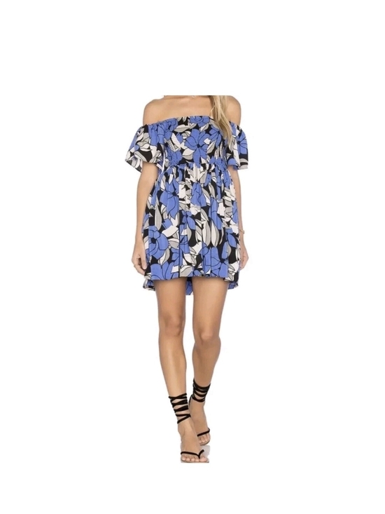 Free People Dresses & Skirts - Free People Louise Smocked Dress Blue Tropical Print Women's